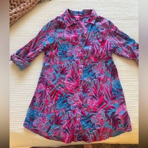 Vibrant Floral Button-Up Dress